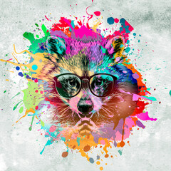 raccoon with creative colorful abstract element on background © reznik_val