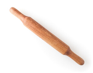 Wooden rolling pin isolated on white background