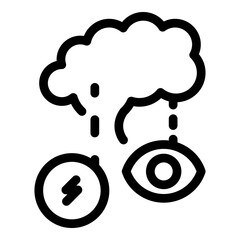 Brain and senses icon. Outline brain and senses vector icon for web design isolated on white background