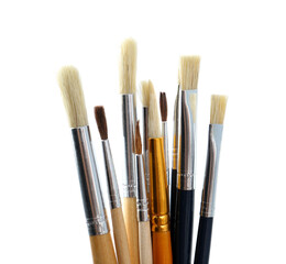 Fototapeta premium Set of different paint brushes on white background