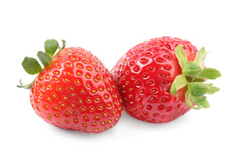 Delicious fresh red strawberries on white background