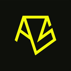 Initial letter SA logo template with geometric pentagonal line art illustration in flat design monogram symbol