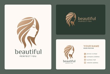 woman hair beauty logo design for salon, hairdresser, beauty care, makeup.