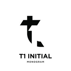 T1 initial logo icon design