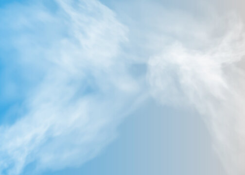 Set of transparent different clouds isolated on blue background. Real transparency effect.