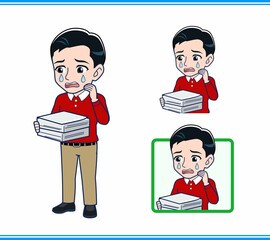 赤い長袖を着た若い男性