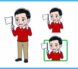 赤い長袖を着た若い男性