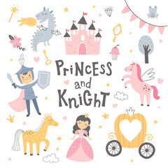 cute vector princess set on white background - 415362761