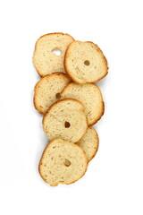 Bake rolls. Mini bread chips isolated on white background.