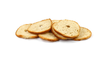 Bake rolls. Mini bread chips isolated on white background.