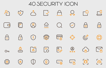 colorful thin lining security icons