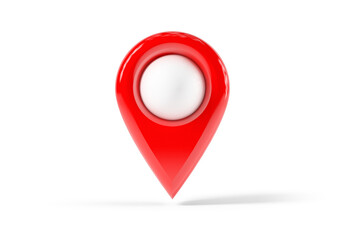 Red map point, location pin isolated from the white background