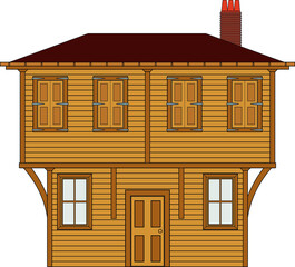 An typical Ottoman / Turkish wooden house in Istanbul. Vector.
