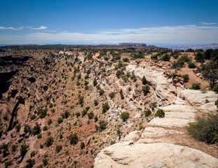Stupendous views of Canyonlands National Park from Dead Horse Point State Park in Utah on a partly cloudy day