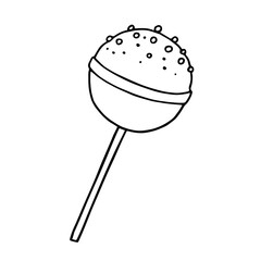 Stylized round lollipop. Festive decoration. Isolated drawing on a white background. Drawn in doodle style.
