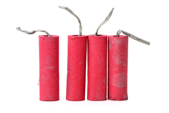 Red Firecrackers on white background 