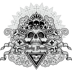Gothic sign with skull, grunge vintage design t shirts