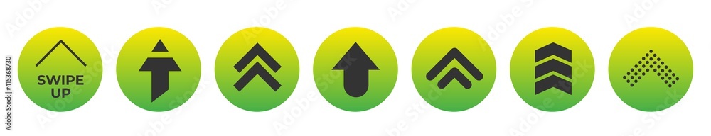 Poster template swipe up buttons colorful gradient. web buttons, elements app, ui.