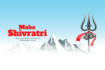 kailash parwat mountain with trishul composition for maha shivratri festival