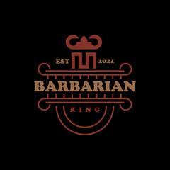 barbarian king stamp logo design template
