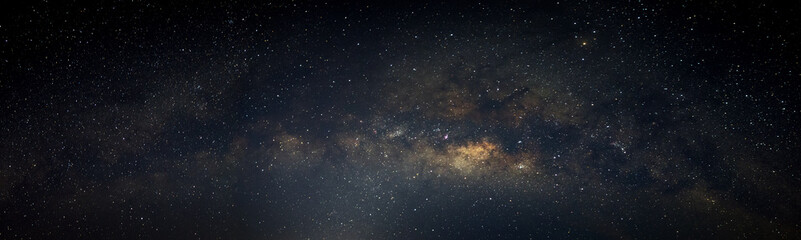 Panorama deep blue night sky milky way and star on dark background.with noise and  grain.Photo by...