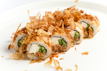 sushi on the white background