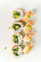sushi on the white background