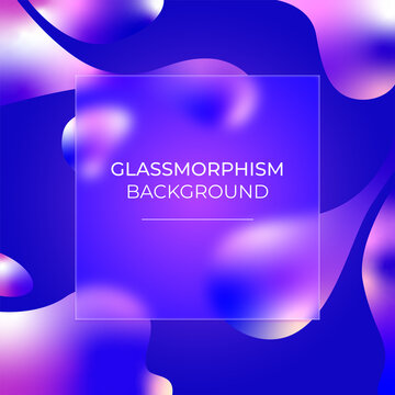 Glassmorphism. Abstract background. Liquid wavy shapes futuristic banner. Design template of flyer, banner, cover, poster. Vector.	