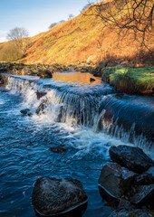 Fototapeta na wymiar Weir, River Garnock, Kilbirnie, North Ayrshire, Scotland, UK
