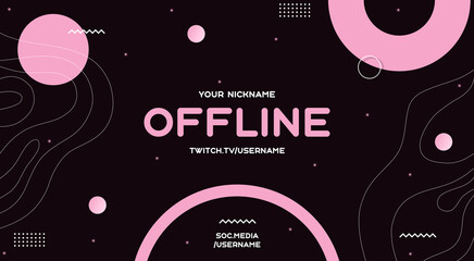 Currently offline twitch overlay cute background 16:9 for stream. Offline modetn cute background with lines. Screensaver for offline streamer broadcast. Gaming offline cute overlays screen.	