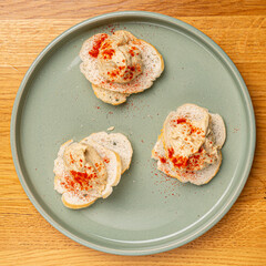 tapas with hummes on the plate