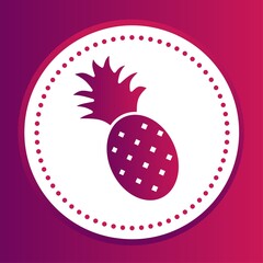 Pineapple fruit in gradient glyph icon style. Vector illustration fused pineapple icon color with the background isolated on the dashed circle dotted. Colorful geometric shapes