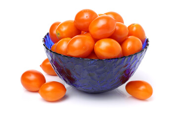 red cherry tomatoes on white background 