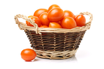 red cherry tomatoes on white background 
