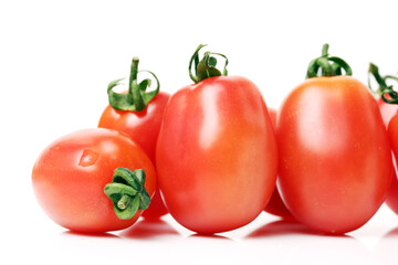 red cherry tomatoes on white background 