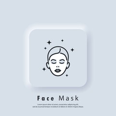 Face mask sheet icon. Skin care concept. Beauty skin logo. Vector EPS 10. UI icon. Neumorphic UI UX white user interface web button. Neumorphism