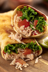 Chicken Burritos With Lettuce and Tomato