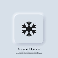 Snowflake icon. Snowflake logo.Christmas and winter theme. Vector EPS 10. Neumorphic UI UX white user interface web button. Neumorphism