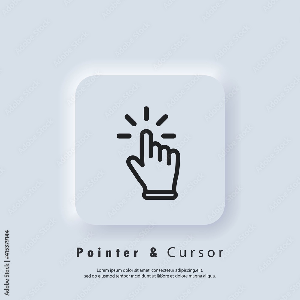 Poster click mouse pointer icon. clicking finger icon, cursor. hand pointer, clicking icons.