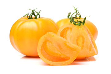 Fototapeta na wymiar fresh yellow tomatoes on white background 