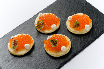 canape with caviar and cream cheese
