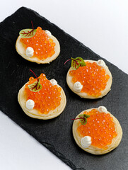 canape with caviar and cream cheese