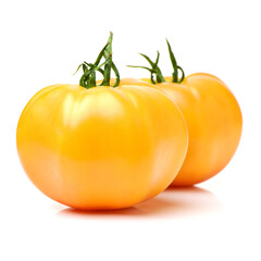 fresh yellow tomatoes on white background 
