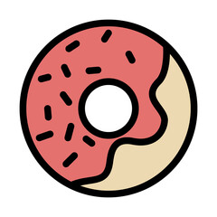 Fototapeta premium colored Donut with icing and sprinkling. Simple food icon in trendy line style isolated on white background for web apps and mobile concept