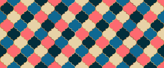 Iranian Mosque Window Motif. Moroccan Seamless Mosaic Design. Seamless Moroccan