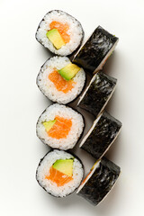 sushi on the white background