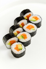 sushi on the white background