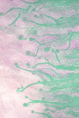 drawing blurred green squiggles with purple background