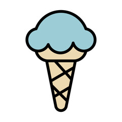 Delicious cold ice cream in an edible waffle glass. Simple colored food icon in trendy line style isolated on white background for web apps and mobile concept