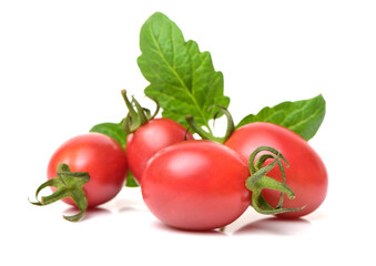 red cherry tomatoes on white background 